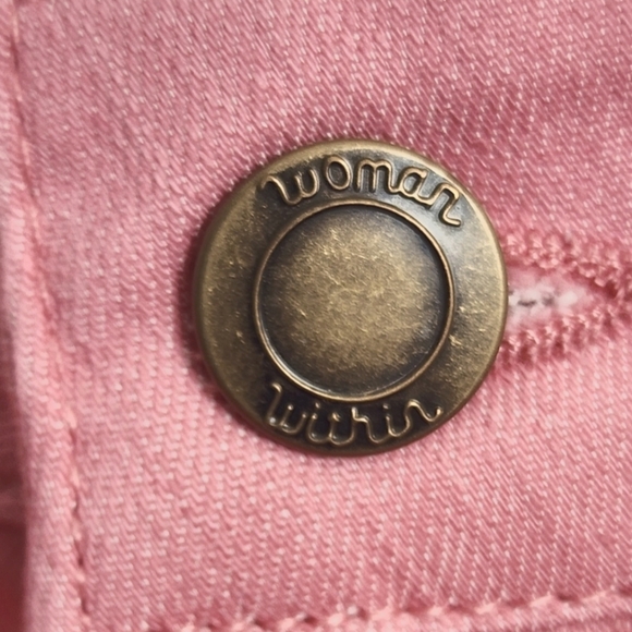 Woman Within Plus Size Pink Denim Embroidered Capris. Sz 42W (NWT) - Picture 7 of 12